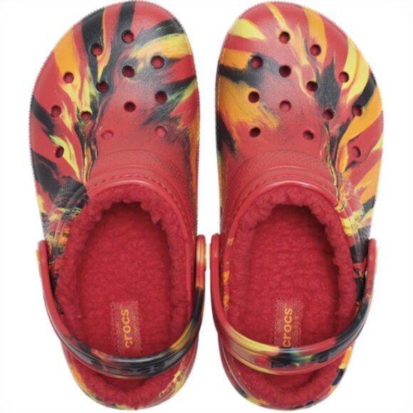 NEW Crocs Kids' Sizes 11-1 Classic Lined Marbled Clog - Molten Lava - Picture 3 of 6